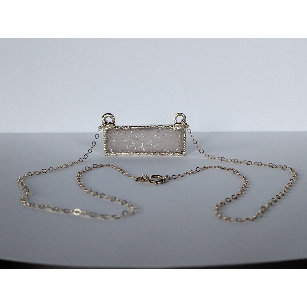 Sterling Silver Drusy Druzy Pendant Necklace